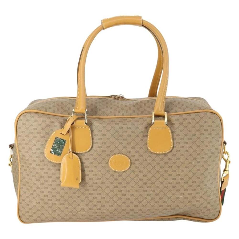 Gucci Micro GG Supreme Web Boston Bag Beige